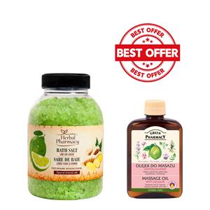 PACHET WELLNESS - Sare baie cu lămâie verde 1.2 kg + ulei masaj cu efect anti-celulitic 200 ml