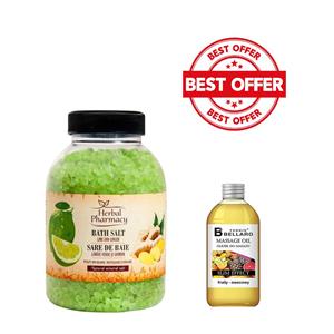 PACHET WELLNESS - Sare baie cu lămâie verde 1.2 kg + ulei masaj cu fructe 250 ml